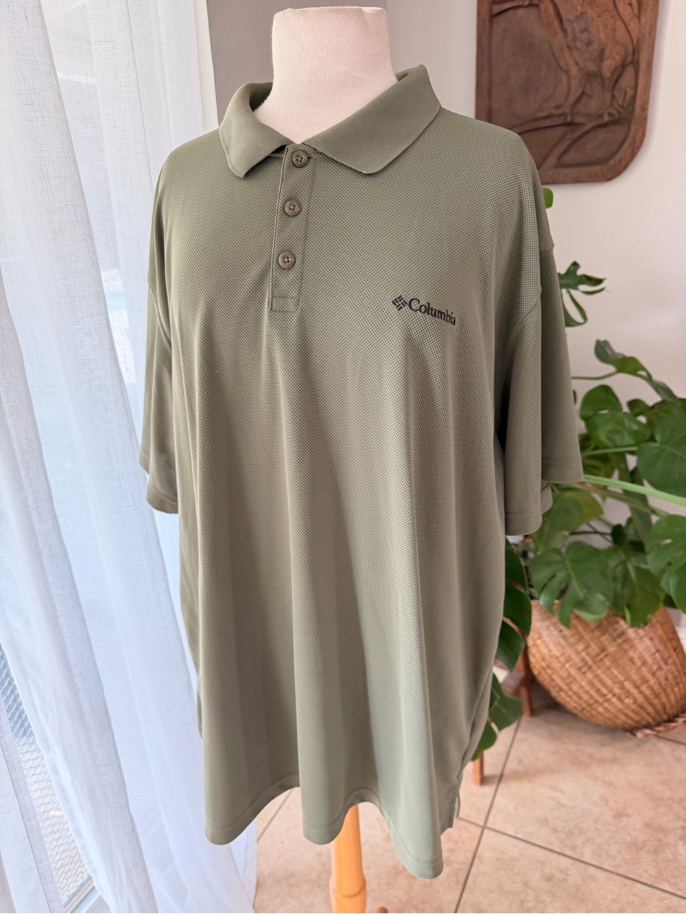 Columbia Omni-Wick Polo Shirt XXL Green Performance Golf Casual